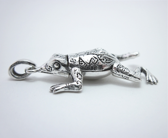 Movable Sterling Silver Frog Pendant